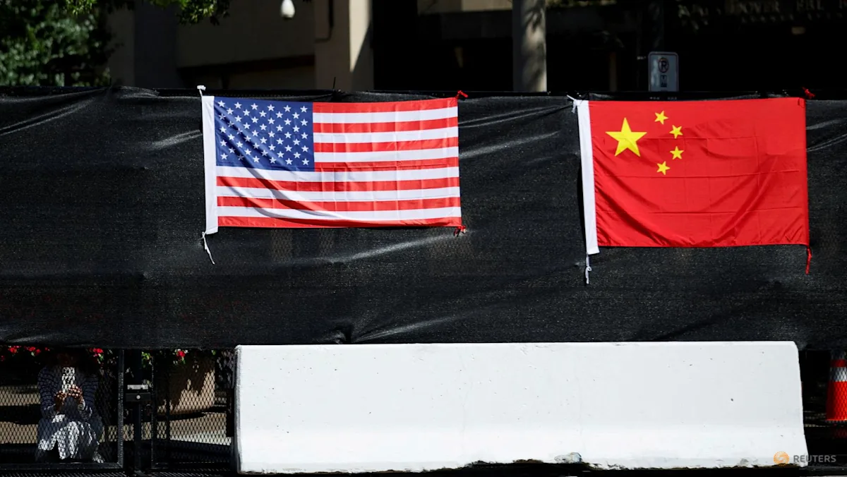 Bendera Amerika Serikat dan China berdampingan dalam kunjungan resmi kenegaraan