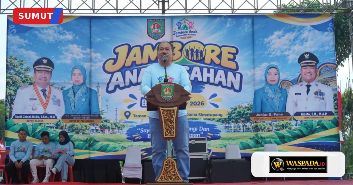 Bupati Asahan Taufik Zainal Abidin dalam acara penutupan Jambore Anak Asahan 2026