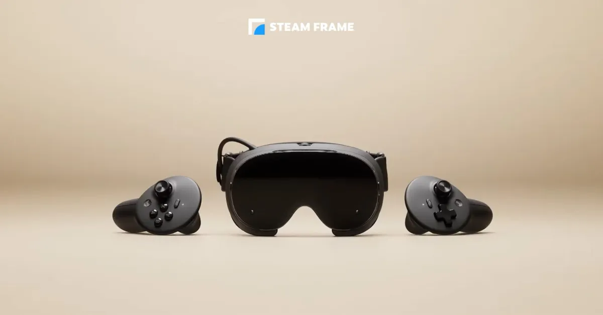 Ilustrasi perangkat VR Steam Frame dan alat open-source Lepton dari Valve