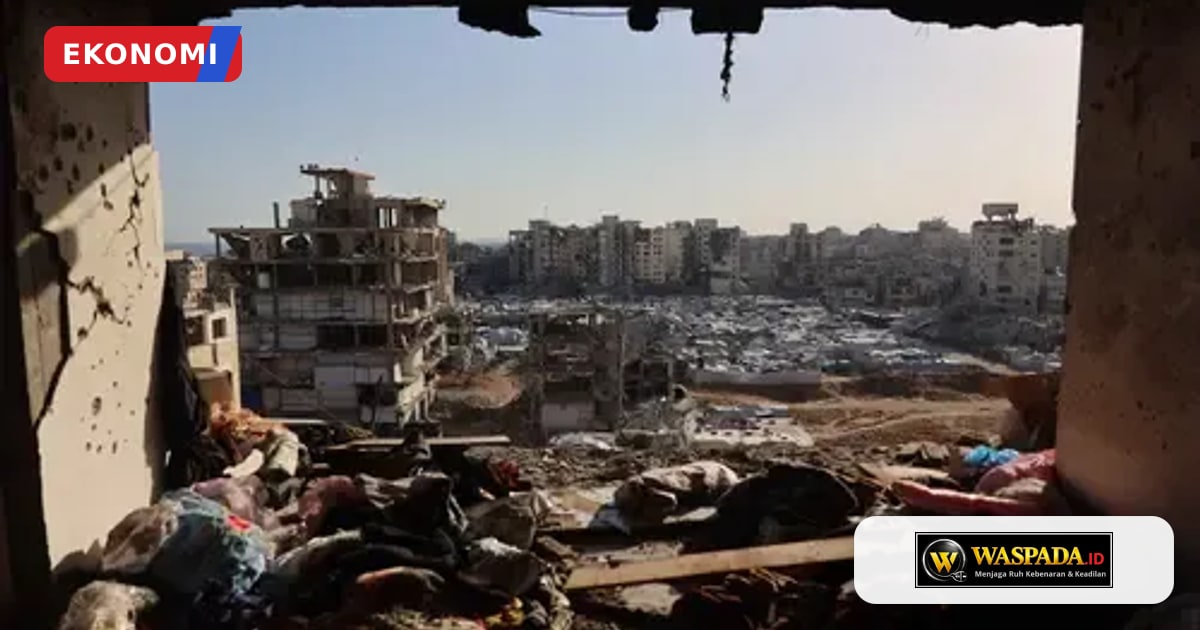 Kondisi bangunan hancur akibat perang Gaza yang melumpuhkan perekonomian