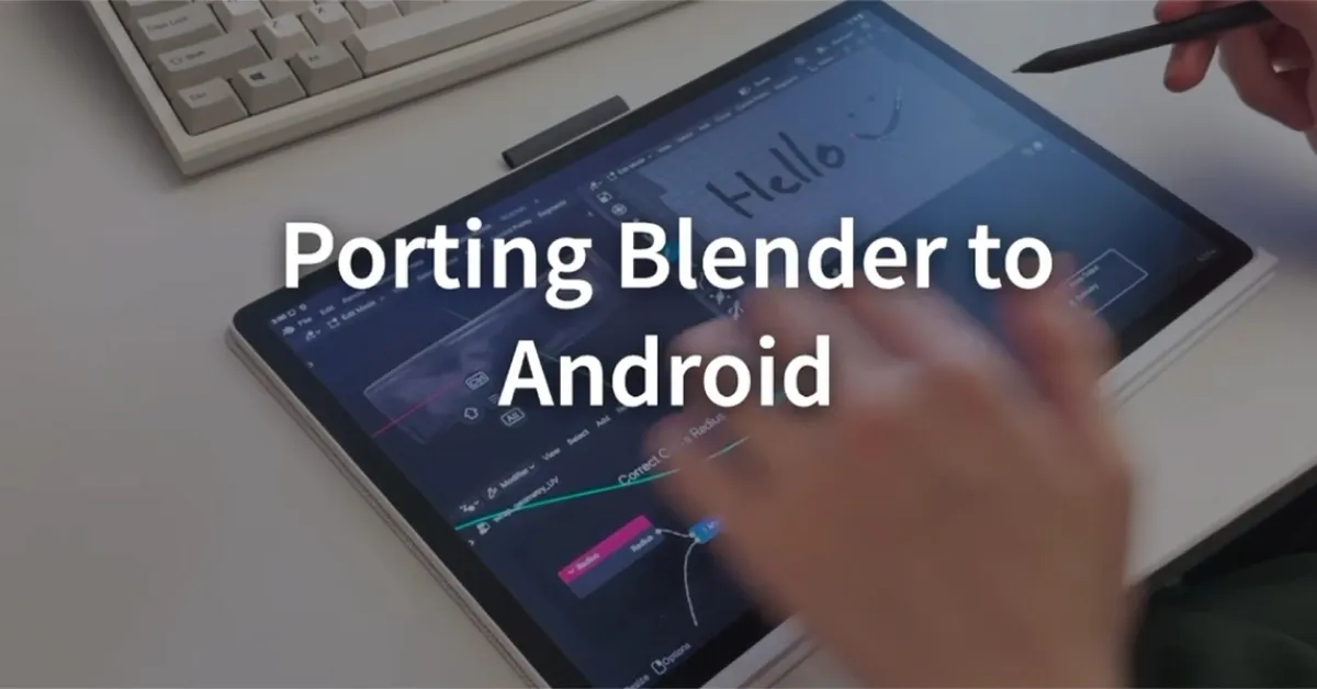 Tampilan antarmuka aplikasi pemodelan 3D Blender yang akan segera dirilis untuk perangkat tablet Android.
