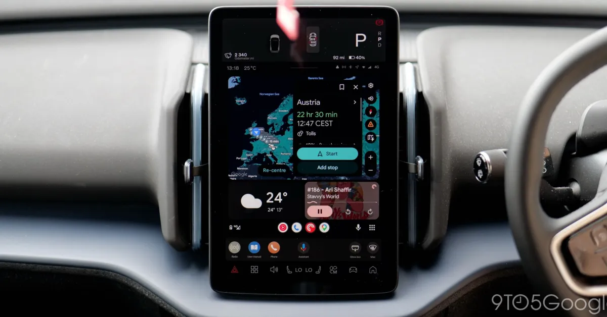 Tampilan layar Android Auto pada dashboard mobil saat mengalami gangguan panggilan